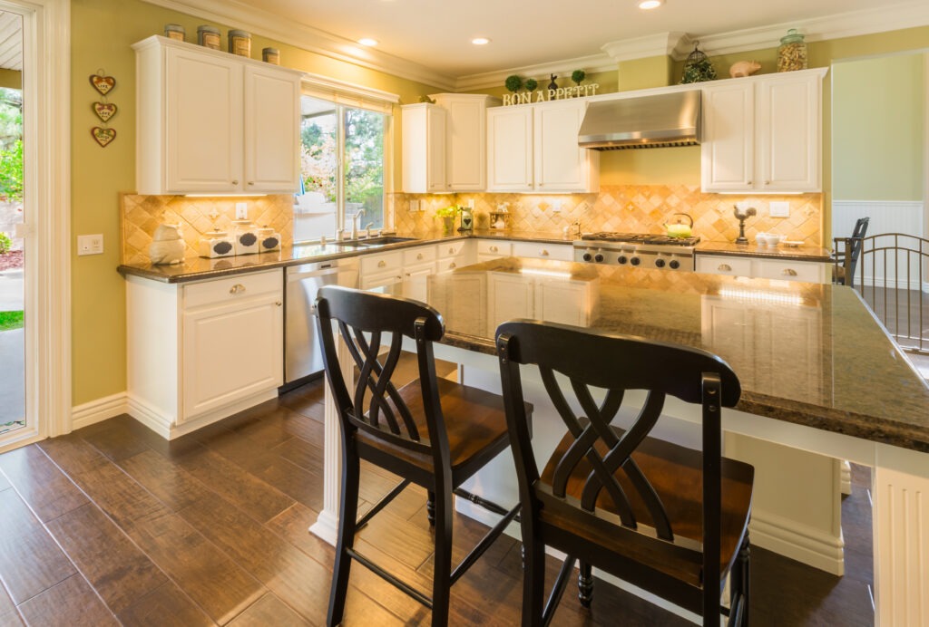 Beautiful Custom Kitchen Interior in a New House.